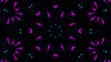 Psikedelik Kaleydoskop Patlaması simetrik kaleydoskop şekilleri patlıyor ve canlı renklerle beatendly döngülerde şekil değiştiriyor