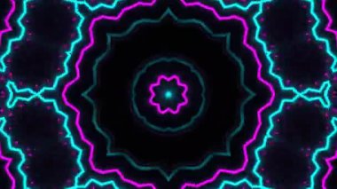 Psikedelik Kaleydoskop Patlaması simetrik kaleydoskop şekilleri patlıyor ve canlı renklerle beatendly döngülerde şekil değiştiriyor