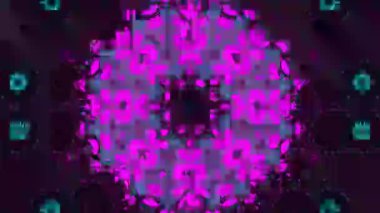 Psikedelik Kaleydoskop Patlaması simetrik kaleydoskop şekilleri patlıyor ve canlı renklerle beatendly döngülerde şekil değiştiriyor