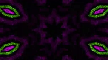 Psikedelik Kaleydoskop Patlaması simetrik kaleydoskop şekilleri patlıyor ve canlı renklerle beatendly döngülerde şekil değiştiriyor