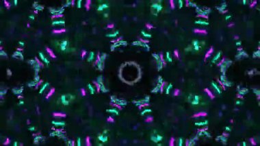 Psikedelik Kaleydoskop Patlaması simetrik kaleydoskop şekilleri patlıyor ve canlı renklerle beatendly döngülerde şekil değiştiriyor