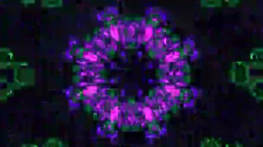 Psikedelik Kaleydoskop Patlaması simetrik kaleydoskop şekilleri patlıyor ve canlı renklerle beatendly döngülerde şekil değiştiriyor