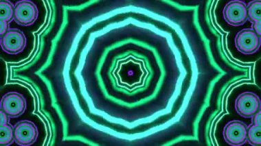 Psikedelik Kaleydoskop Patlaması simetrik kaleydoskop şekilleri patlıyor ve canlı renklerle beatendly döngülerde şekil değiştiriyor
