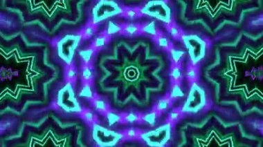 Psychedelic Kaleidoscope Burst Symmetric kaleidoscope shapes bursting and morphing with vibrant colors on beatfriendly loops