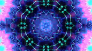 Psikedelik Kaleydoskop Patlaması simetrik kaleydoskop şekilleri patlıyor ve canlı renklerle beatendly döngülerde şekil değiştiriyor