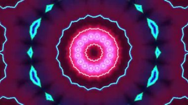 Psikedelik Kaleydoskop Patlaması simetrik kaleydoskop şekilleri patlıyor ve canlı renklerle beatendly döngülerde şekil değiştiriyor