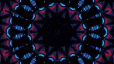Psikedelik Kaleydoskop Patlaması simetrik kaleydoskop şekilleri patlıyor ve canlı renklerle beatendly döngülerde şekil değiştiriyor