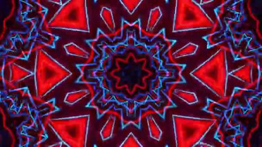 Psikedelik Kaleydoskop Patlaması simetrik kaleydoskop şekilleri patlıyor ve canlı renklerle beatendly döngülerde şekil değiştiriyor