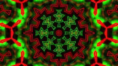 Psikedelik Kaleydoskop Patlaması simetrik kaleydoskop şekilleri patlıyor ve canlı renklerle beatendly döngülerde şekil değiştiriyor