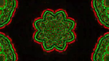 Psikedelik Kaleydoskop Patlaması simetrik kaleydoskop şekilleri patlıyor ve canlı renklerle beatendly döngülerde şekil değiştiriyor