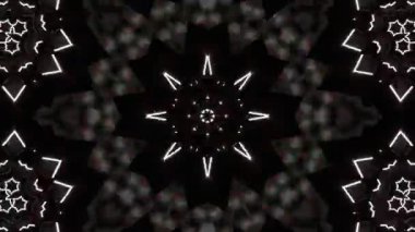 Psikedelik Kaleydoskop Patlaması simetrik kaleydoskop şekilleri patlıyor ve canlı renklerle beatendly döngülerde şekil değiştiriyor