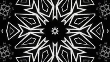 Psikedelik Kaleydoskop Patlaması simetrik kaleydoskop şekilleri patlıyor ve canlı renklerle beatendly döngülerde şekil değiştiriyor