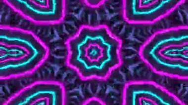 Psikedelik Kaleydoskop Patlaması simetrik kaleydoskop şekilleri patlıyor ve canlı renklerle beatendly döngülerde şekil değiştiriyor