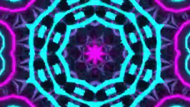 Psikedelik Kaleydoskop Patlaması simetrik kaleydoskop şekilleri patlıyor ve canlı renklerle beatendly döngülerde şekil değiştiriyor