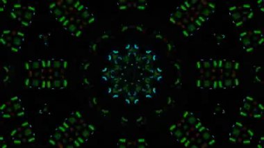 Psikedelik Kaleydoskop Patlaması simetrik kaleydoskop şekilleri patlıyor ve canlı renklerle beatendly döngülerde şekil değiştiriyor