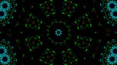 Psikedelik Kaleydoskop Patlaması simetrik kaleydoskop şekilleri patlıyor ve canlı renklerle beatendly döngülerde şekil değiştiriyor