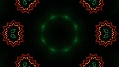 Psikedelik Kaleydoskop Patlaması simetrik kaleydoskop şekilleri patlıyor ve canlı renklerle beatendly döngülerde şekil değiştiriyor