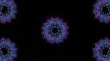 Psikedelik Kaleydoskop Patlaması simetrik kaleydoskop şekilleri patlıyor ve canlı renklerle beatendly döngülerde şekil değiştiriyor
