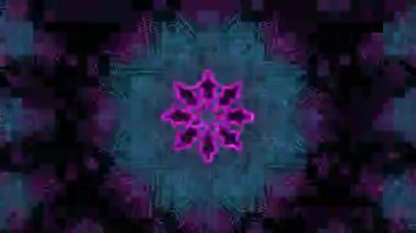 Psikedelik Kaleydoskop Patlaması simetrik kaleydoskop şekilleri patlıyor ve canlı renklerle beatendly döngülerde şekil değiştiriyor