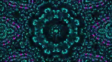 Psikedelik Kaleydoskop Patlaması simetrik kaleydoskop şekilleri patlıyor ve canlı renklerle beatendly döngülerde şekil değiştiriyor