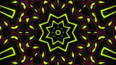 Psikedelik Kaleydoskop Patlaması simetrik kaleydoskop şekilleri patlıyor ve canlı renklerle beatendly döngülerde şekil değiştiriyor