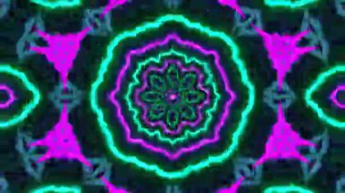 Psikedelik Kaleydoskop Patlaması simetrik kaleydoskop şekilleri patlıyor ve canlı renklerle beatendly döngülerde şekil değiştiriyor