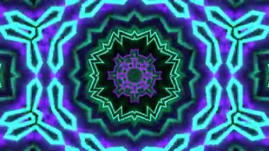 Psikedelik Kaleydoskop Patlaması simetrik kaleydoskop şekilleri patlıyor ve canlı renklerle beatendly döngülerde şekil değiştiriyor