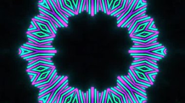 Psikedelik Kaleydoskop Patlaması simetrik kaleydoskop şekilleri patlıyor ve canlı renklerle beatendly döngülerde şekil değiştiriyor