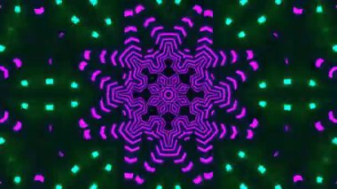 Psikedelik Kaleydoskop Patlaması simetrik kaleydoskop şekilleri patlıyor ve canlı renklerle beatendly döngülerde şekil değiştiriyor