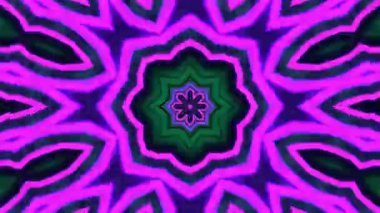 Psikedelik Kaleydoskop Patlaması simetrik kaleydoskop şekilleri patlıyor ve canlı renklerle beatendly döngülerde şekil değiştiriyor