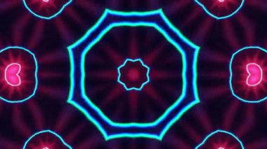 Psikedelik Kaleydoskop Patlaması simetrik kaleydoskop şekilleri patlıyor ve canlı renklerle beatendly döngülerde şekil değiştiriyor