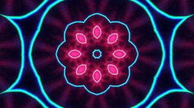Psikedelik Kaleydoskop Patlaması simetrik kaleydoskop şekilleri patlıyor ve canlı renklerle beatendly döngülerde şekil değiştiriyor