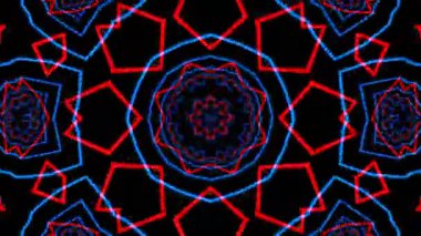 Psikedelik Kaleydoskop Patlaması simetrik kaleydoskop şekilleri patlıyor ve canlı renklerle beatendly döngülerde şekil değiştiriyor