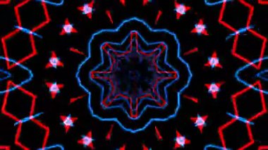 Psikedelik Kaleydoskop Patlaması simetrik kaleydoskop şekilleri patlıyor ve canlı renklerle beatendly döngülerde şekil değiştiriyor
