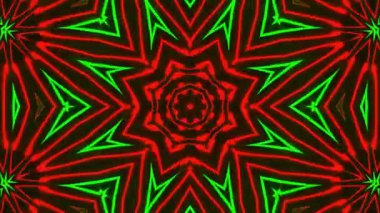 Psikedelik Kaleydoskop Patlaması simetrik kaleydoskop şekilleri patlıyor ve canlı renklerle beatendly döngülerde şekil değiştiriyor
