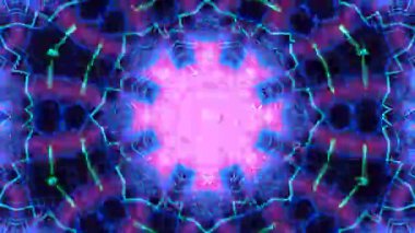 Psikedelik Kaleydoskop Patlaması simetrik kaleydoskop şekilleri patlıyor ve canlı renklerle beatendly döngülerde şekil değiştiriyor