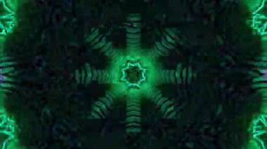 Psikedelik Kaleydoskop Patlaması simetrik kaleydoskop şekilleri patlıyor ve canlı renklerle beatendly döngülerde şekil değiştiriyor