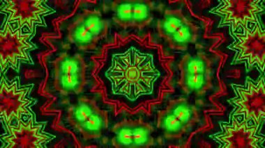 Psikedelik Kaleydoskop Patlaması simetrik kaleydoskop şekilleri patlıyor ve canlı renklerle beatendly döngülerde şekil değiştiriyor