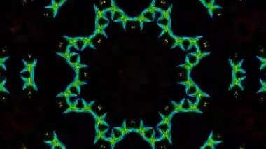 Psychedelic Kaleidoscope Burst Symmetric kaleidoscope shapes bursting and morphing with vibrant colors on beatfriendly loops