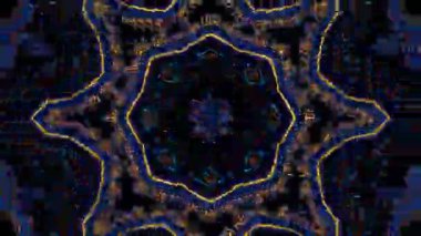 Psikedelik Kaleydoskop Patlaması simetrik kaleydoskop şekilleri patlıyor ve canlı renklerle beatendly döngülerde şekil değiştiriyor