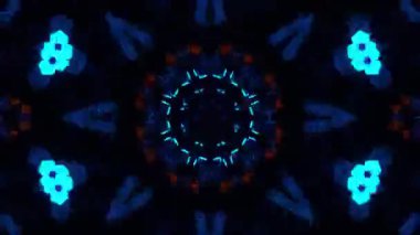 Psikedelik Kaleydoskop Patlaması simetrik kaleydoskop şekilleri patlıyor ve canlı renklerle beatendly döngülerde şekil değiştiriyor