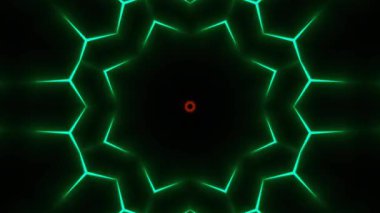Psikedelik Kaleydoskop Patlaması simetrik kaleydoskop şekilleri patlıyor ve canlı renklerle beatendly döngülerde şekil değiştiriyor