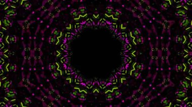 Psikedelik Kaleydoskop Patlaması simetrik kaleydoskop şekilleri patlıyor ve canlı renklerle beatendly döngülerde şekil değiştiriyor