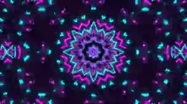 Psikedelik Kaleydoskop Patlaması simetrik kaleydoskop şekilleri patlıyor ve canlı renklerle beatendly döngülerde şekil değiştiriyor