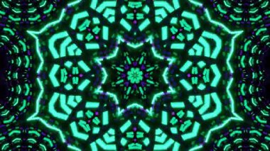 Psikedelik Kaleydoskop Patlaması simetrik kaleydoskop şekilleri patlıyor ve canlı renklerle beatendly döngülerde şekil değiştiriyor