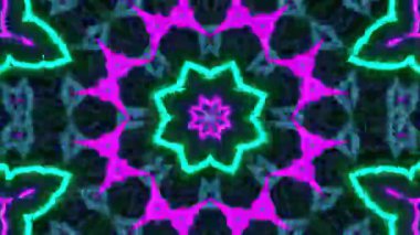 Psikedelik Kaleydoskop Patlaması simetrik kaleydoskop şekilleri patlıyor ve canlı renklerle beatendly döngülerde şekil değiştiriyor