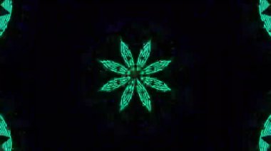 Psikedelik Kaleydoskop Patlaması simetrik kaleydoskop şekilleri patlıyor ve canlı renklerle beatendly döngülerde şekil değiştiriyor