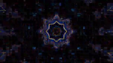 Psikedelik Kaleydoskop Patlaması simetrik kaleydoskop şekilleri patlıyor ve canlı renklerle beatendly döngülerde şekil değiştiriyor
