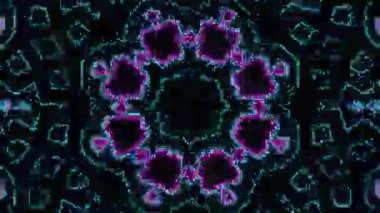 Psikedelik Kaleydoskop Patlaması simetrik kaleydoskop şekilleri patlıyor ve canlı renklerle beatendly döngülerde şekil değiştiriyor