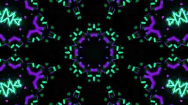 Psikedelik Kaleydoskop Patlaması simetrik kaleydoskop şekilleri patlıyor ve canlı renklerle beatendly döngülerde şekil değiştiriyor